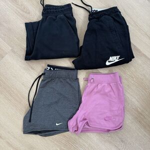 Nike Women’s Lot (4) Sweatpants Joggers Shorts XS Black Gray Pink Dry-Fit